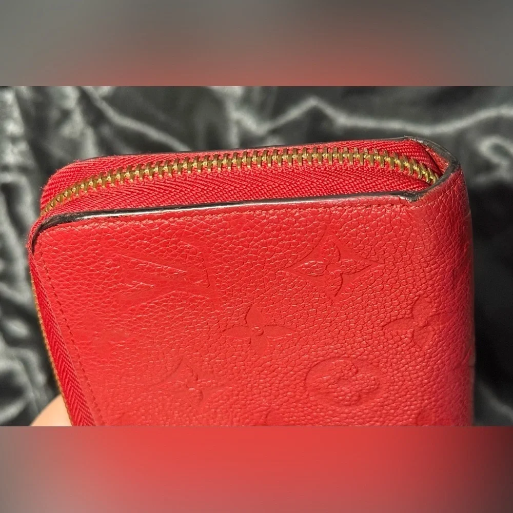 Louis Vuitton red Empreinte monogram zippy wallet